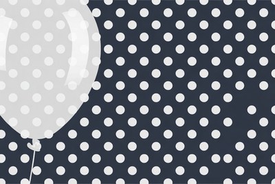 White balloon on polka dot background
