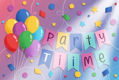 Party Time Balloons Banner Illustration