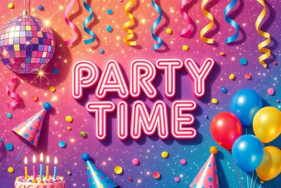 Party Time Neon Sign Illustration