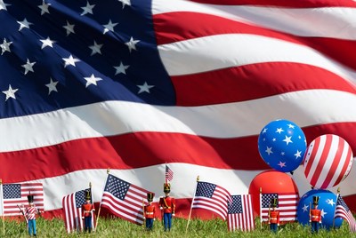 Toy Soldiers with American Flags and Balloons
