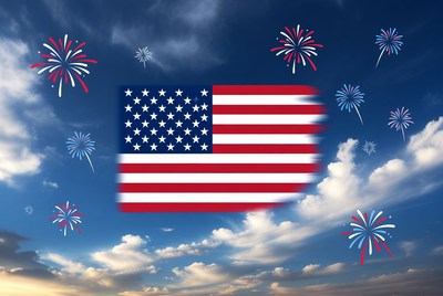 American Flag with Fireworks