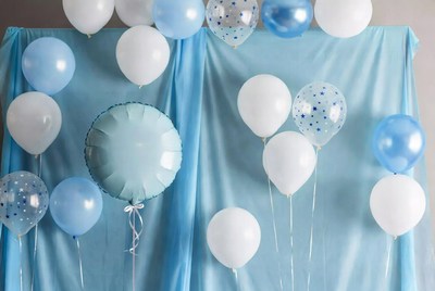 Blue and White Balloons Backdrop