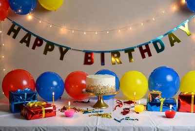 Happy Birthday Cake Balloons Table
