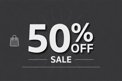 50% Off Sale with Shopping Bag