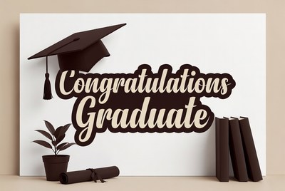 Congratulations Graduate with Cap and Diploma