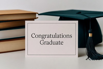 Graduation Cap on Congratulations Card