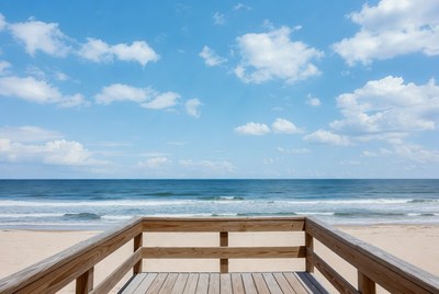 Wooden Beach Walkway to Ocean