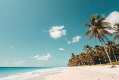 Tropical Beach with Palm Trees