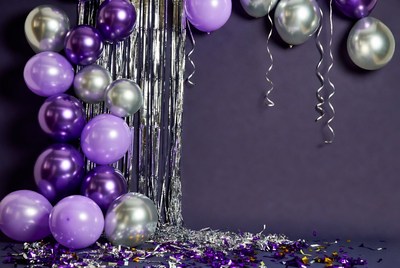 Purple and Silver Balloon Backdrop