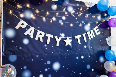 Party Time Banner with Balloons