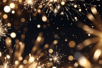 Golden Sparklers on Black Background