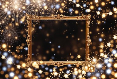 Golden Ornate Frame with Fireworks
