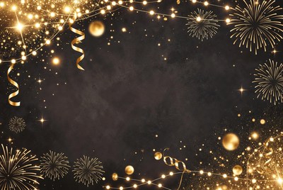 Golden fireworks and lights background