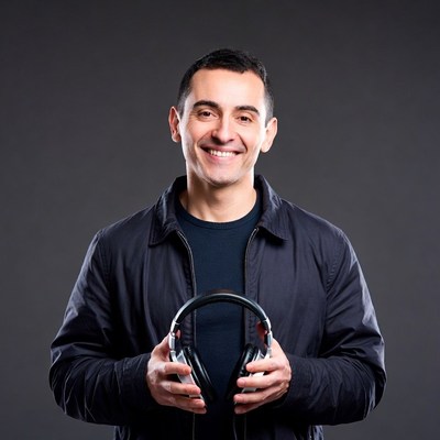 Man holding headphones