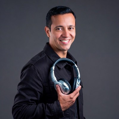 Man holding headphones