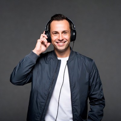 Man smiling with headphones