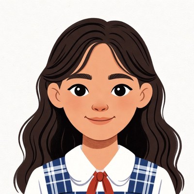 Asian girl in school uniform smiling