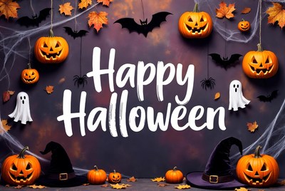 Happy Halloween Pumpkins and Decorations