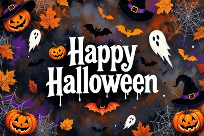 Happy Halloween with Pumpkins and Ghosts