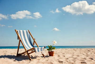 Beach Chair with White Flower