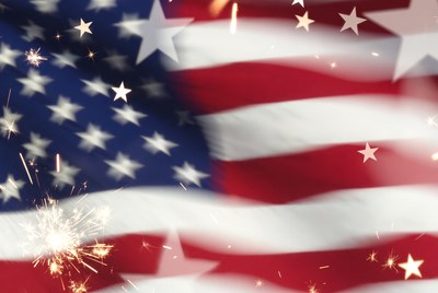 American Flag with Fireworks