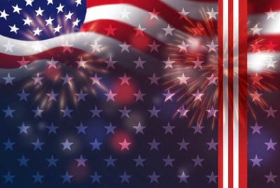 American Flag Fireworks Background