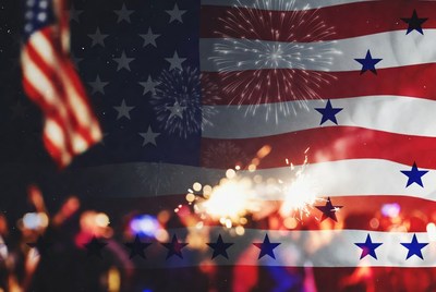 American Flag with Fireworks