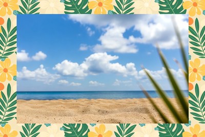 Tropical Beach with Palm Frame