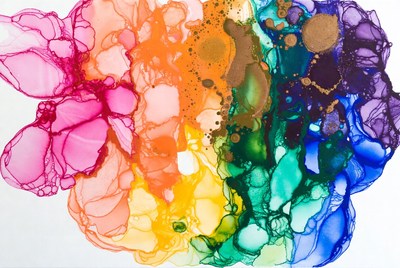 Vibrant Alcohol Ink Rainbow Abstract