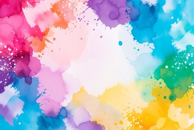 Vibrant watercolor paint splashes background