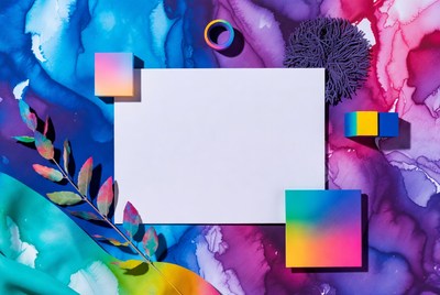 Blank Frame on Colorful Fluid Background