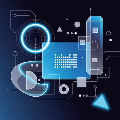 Abstract Blue Neon Geometric Background