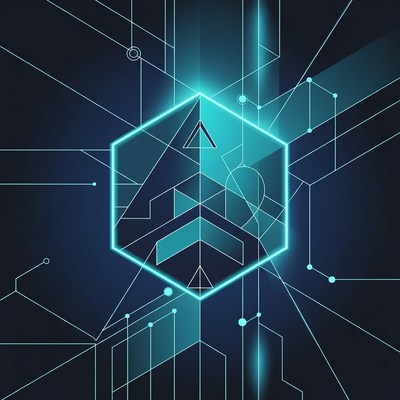 Glowing Neon Hexagon with Triangle