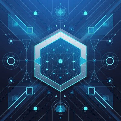 Glowing Blue Hexagon Geometric Pattern