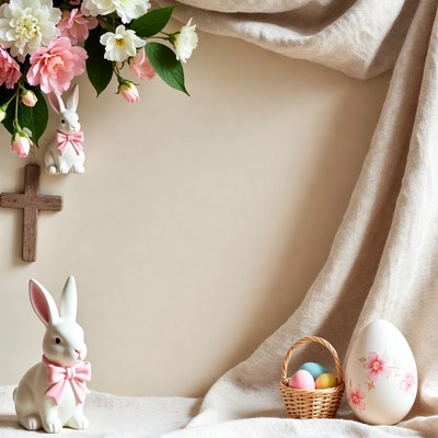 Easter Bunny Eggs and Flowers