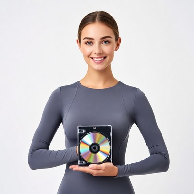 Woman holding CD case