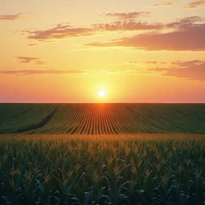 Sunset over Corn Fields