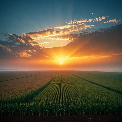Sunrise over Corn Fields
