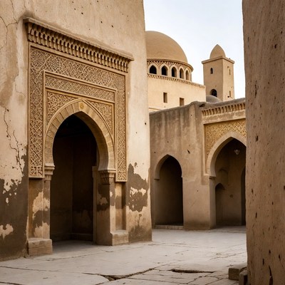 Traditional Mud-Brick Mosque Courtyard