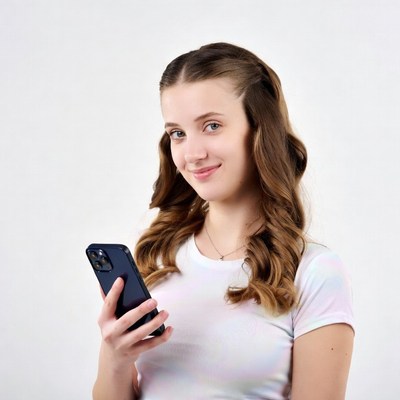 Teen girl holding smartphone