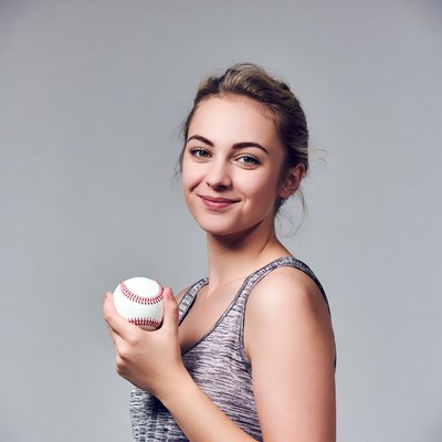 Young woman holding baseball