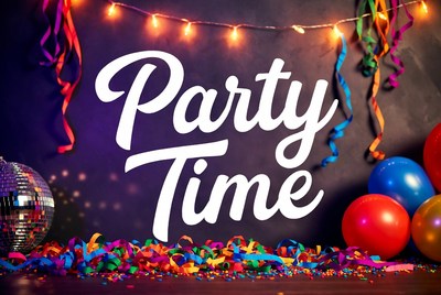 Party Time Text with Balloons