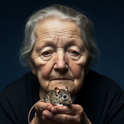 Elderly woman holding mouse