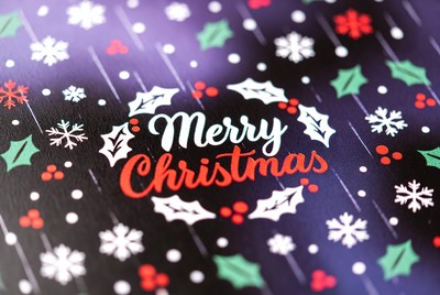 Merry Christmas with Holly Snowflakes