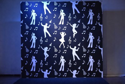 Dancing Silhouettes Backdrop with Music Notes