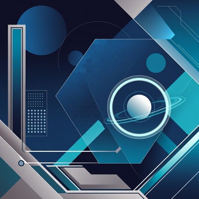 Abstract Blue Geometric Space Design