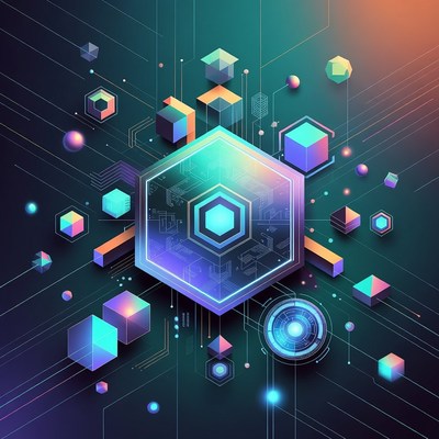 Glowing Central Hexagon Geometric Abstract