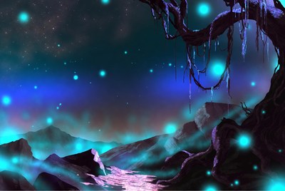 Glowing Mystical Mountain Landscape