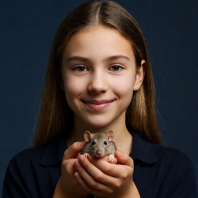 Girl holding pet rat