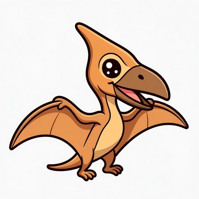 Cute cartoon pterodactyl smiling